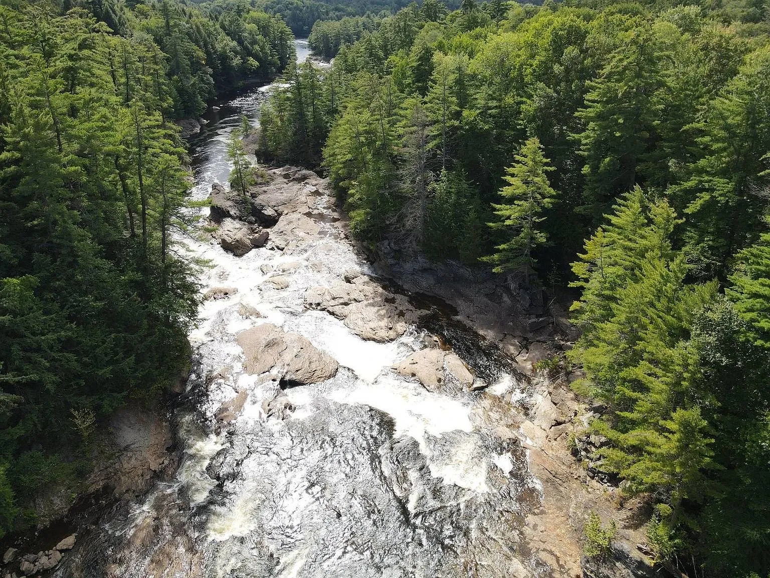 The river from above with the falls and the rapids below