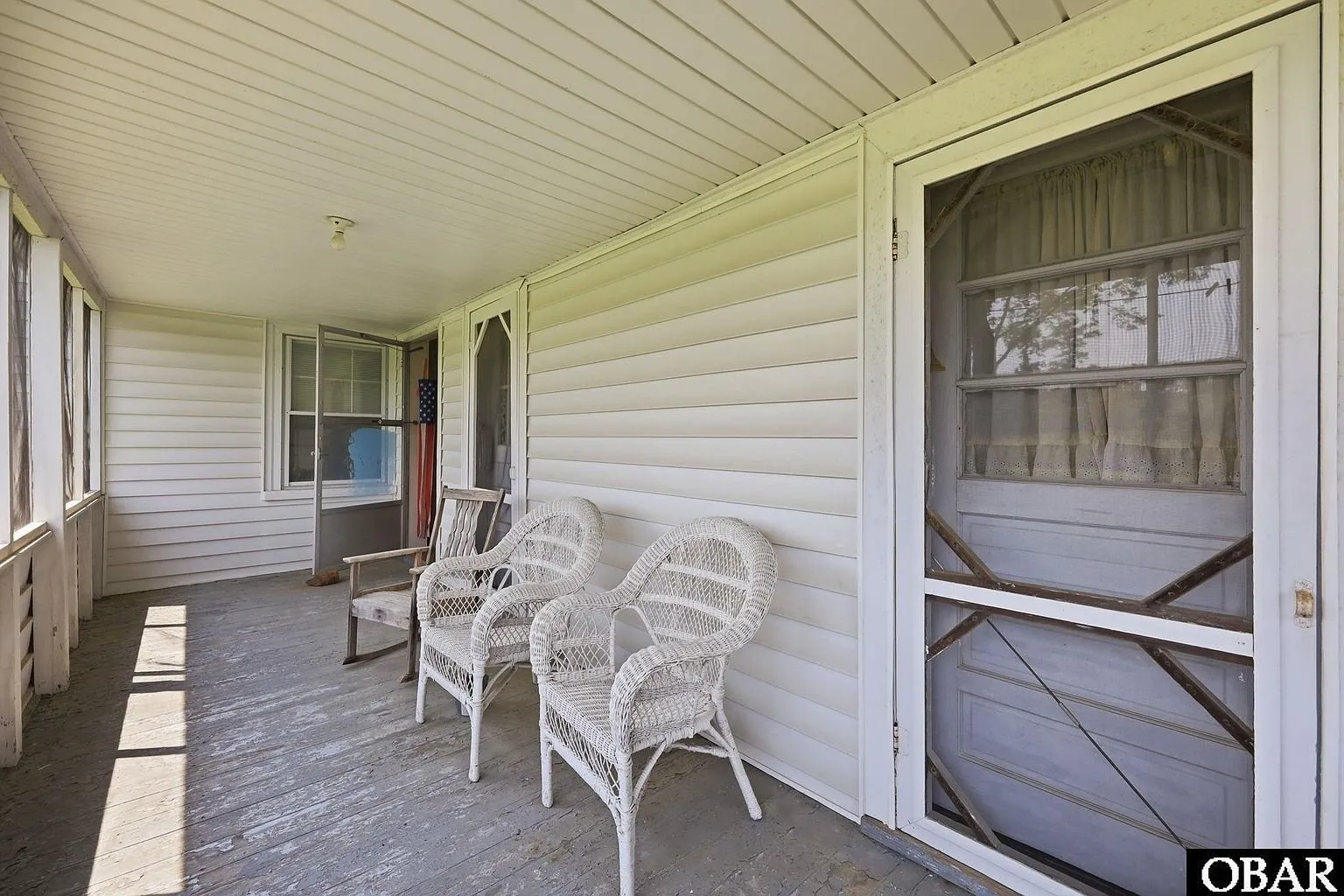 The front porch and screen door