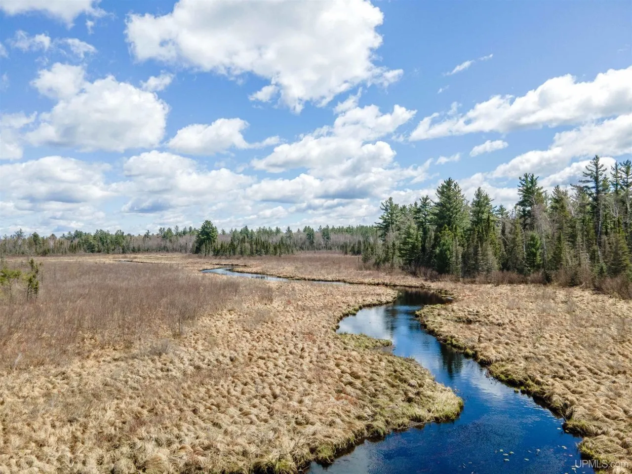 The North Branch of the Paint River winding through the marsh grass