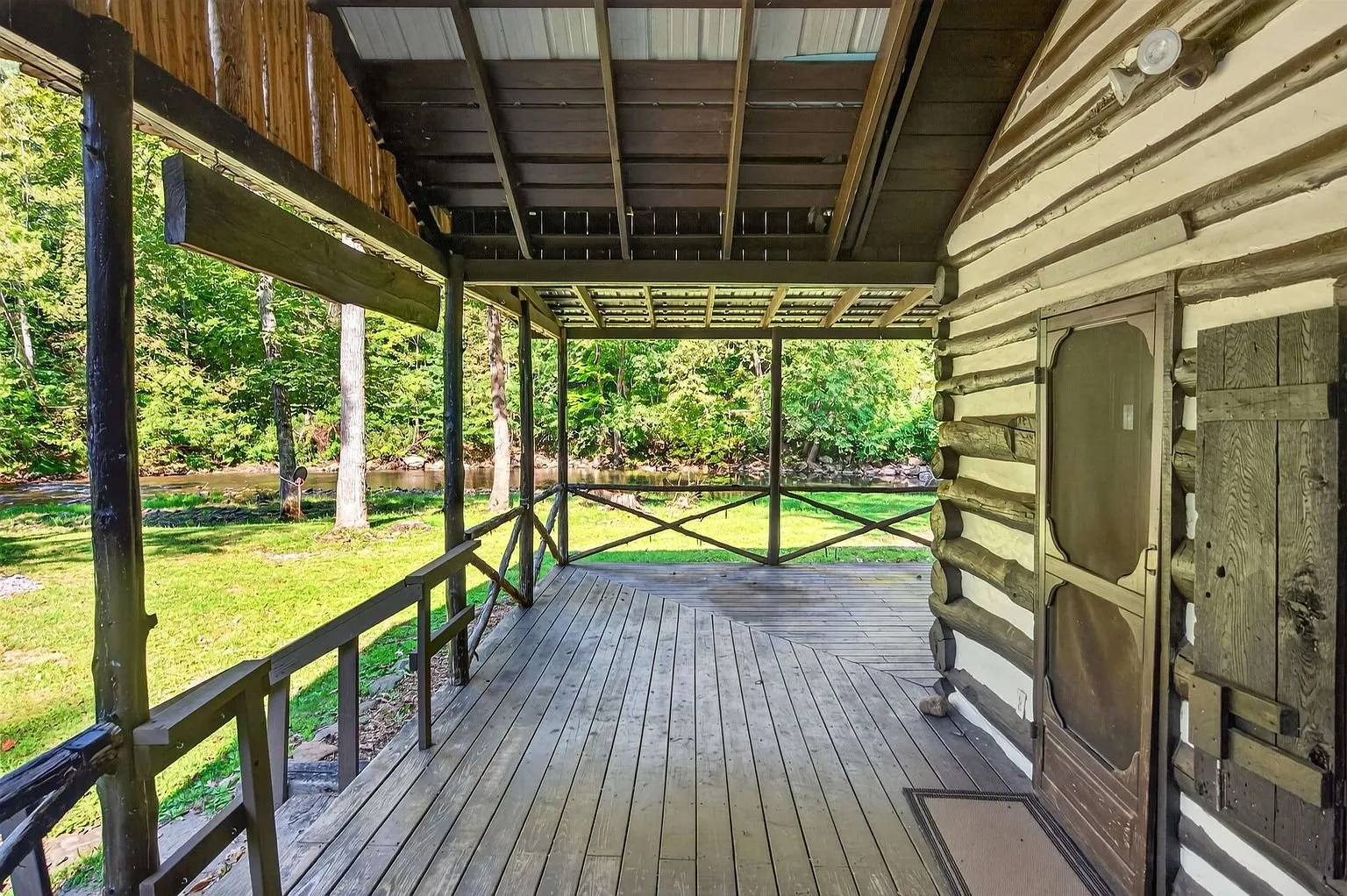 The porch deck looking down its length