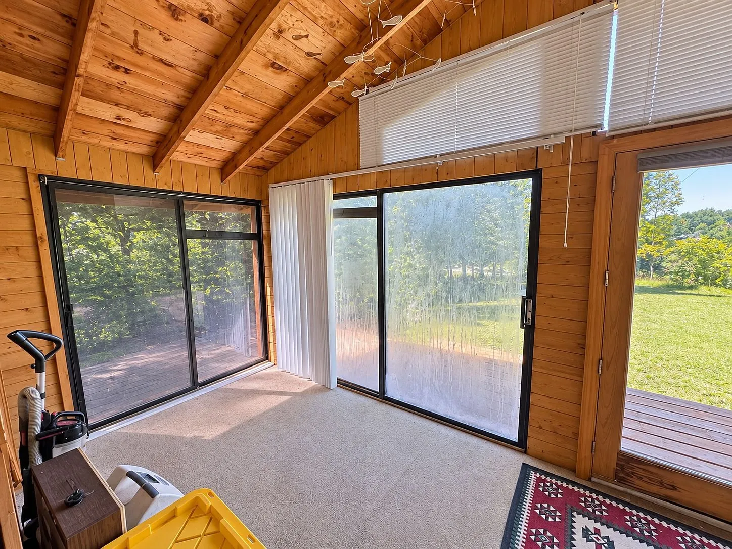 The sliding doors from the living room onto the deck