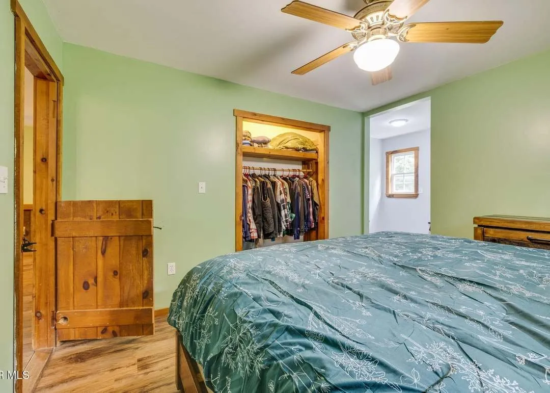 A bedroom closet and reading nook built into the main level