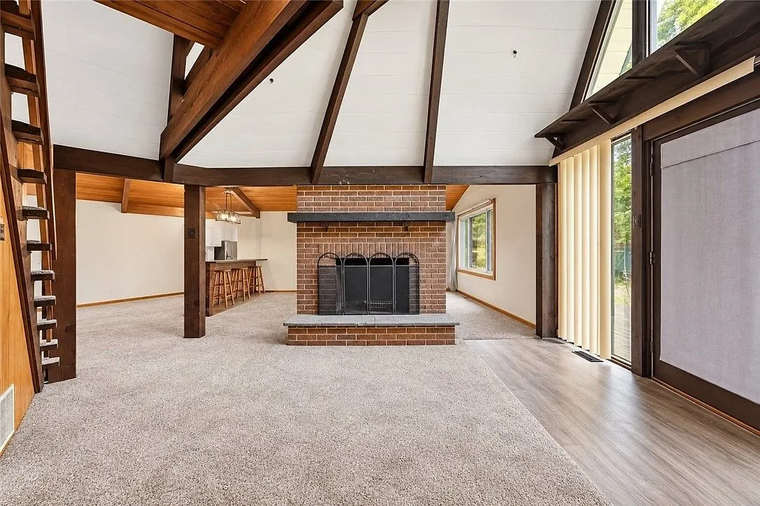 The great room toward the sliding glass doors and the deck