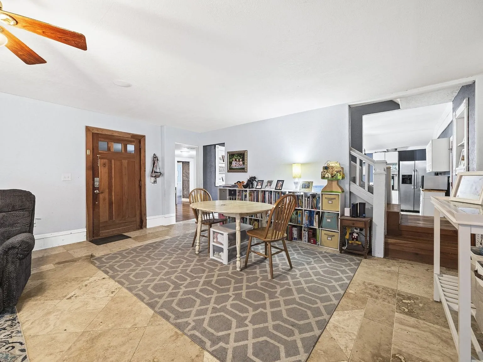 Dining area off the entry with tile floors