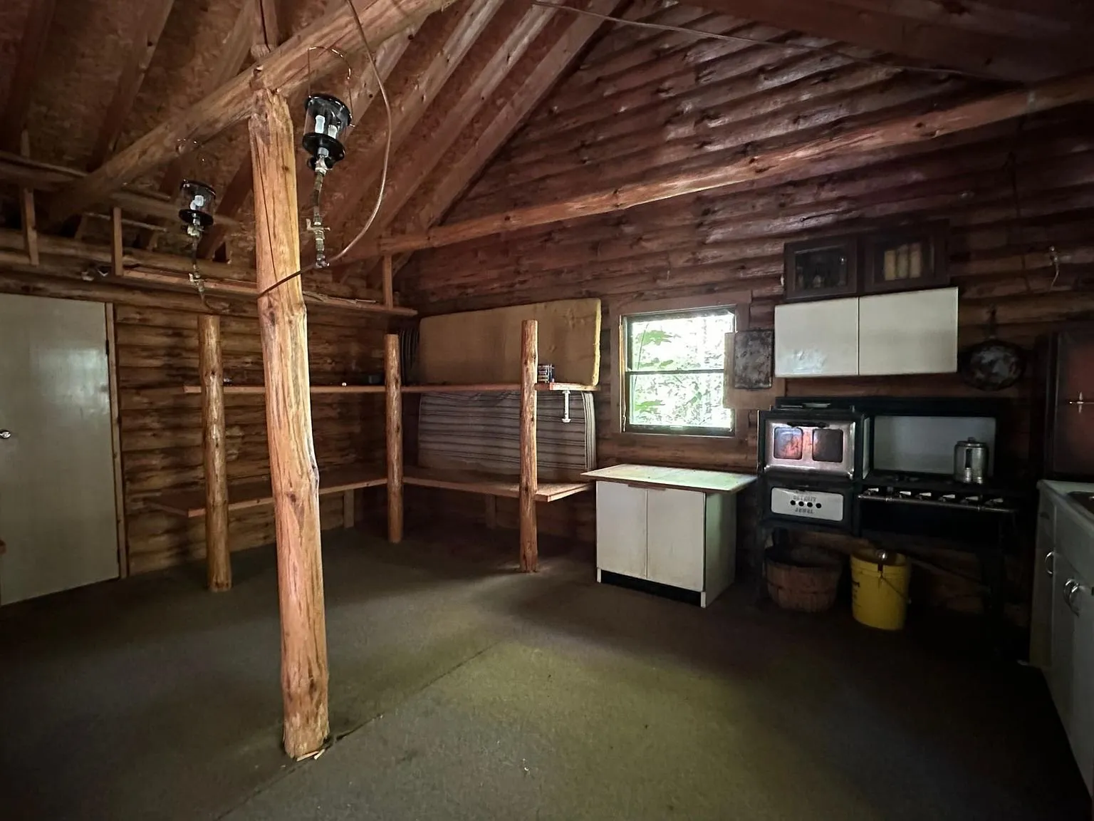 The kitchen from the other side with the centre post and beams