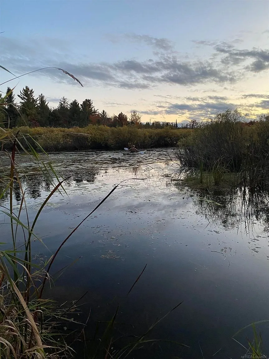 The river channel through the marsh at evening