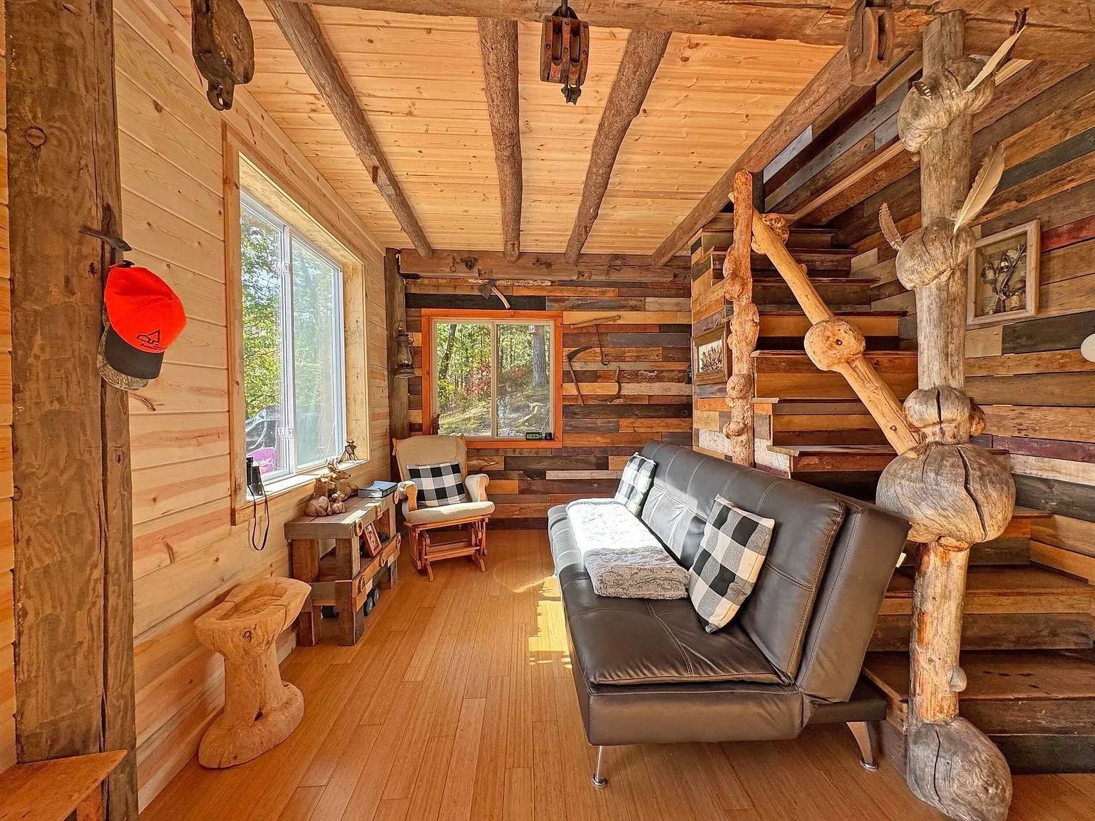The sitting area with a bench seat under the window