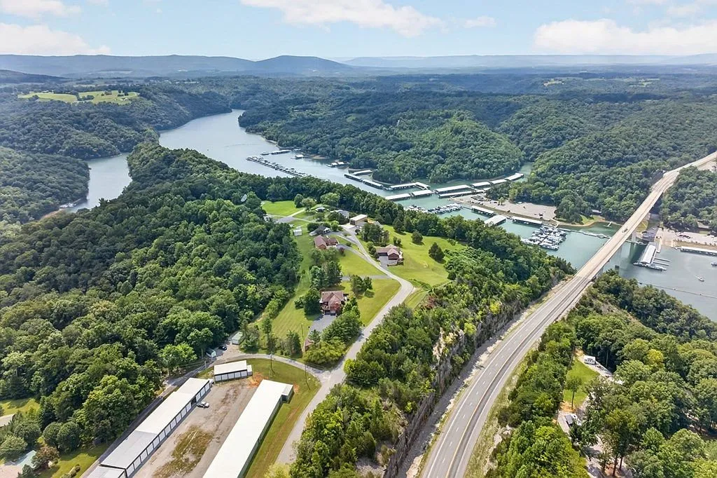 Aerial view of Dale Hollow Lake and the surrounding marina community