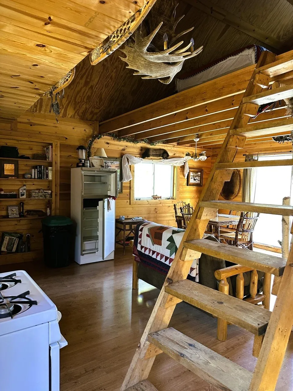 The interior looking toward the kitchen and the far wall