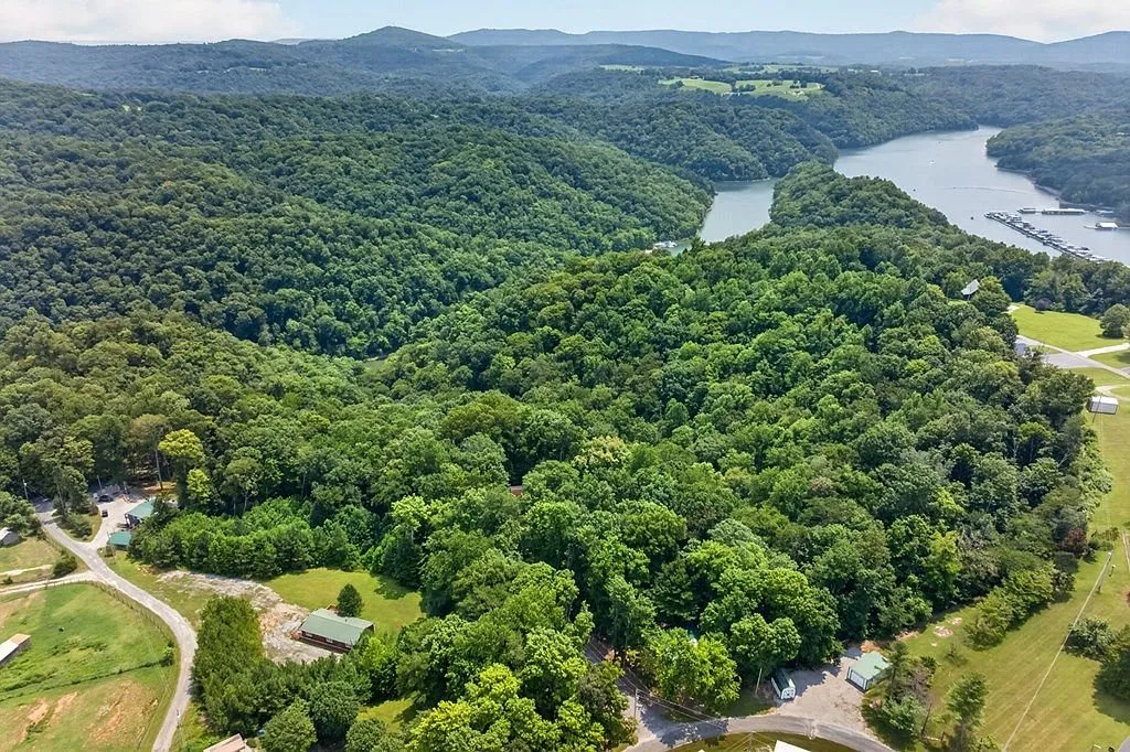 Aerial view of the forested ridge above Dale Hollow Lake