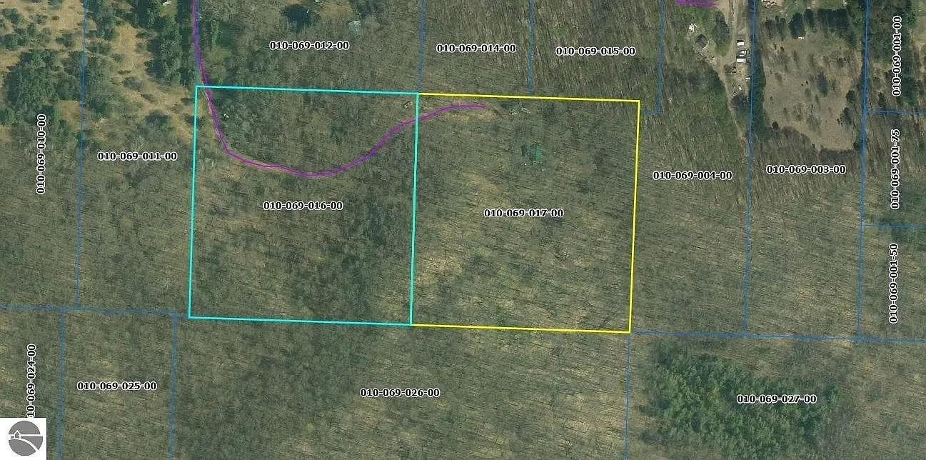 The two parcels outlined on the county plat map with the neighbors' parcel numbers