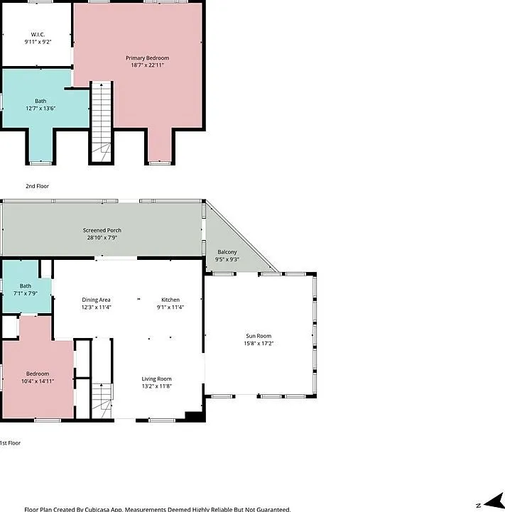 The home's floor plan showing the main level and upper level layout