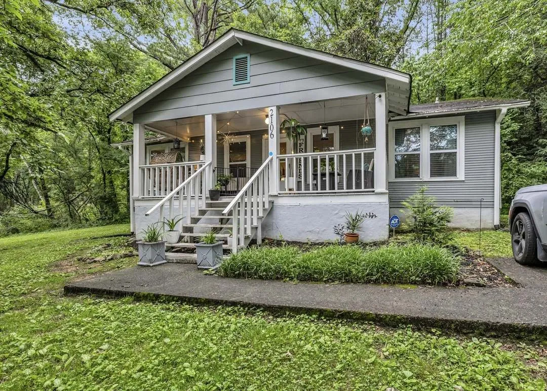 The craftsman bungalow's front porch and covered entry