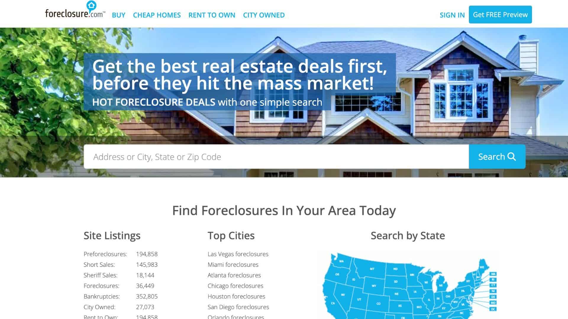 Where to Find Foreclosures Near You Section Image of a foreclosure notice or bank-owned property sign